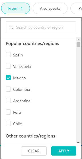 italki filter by country